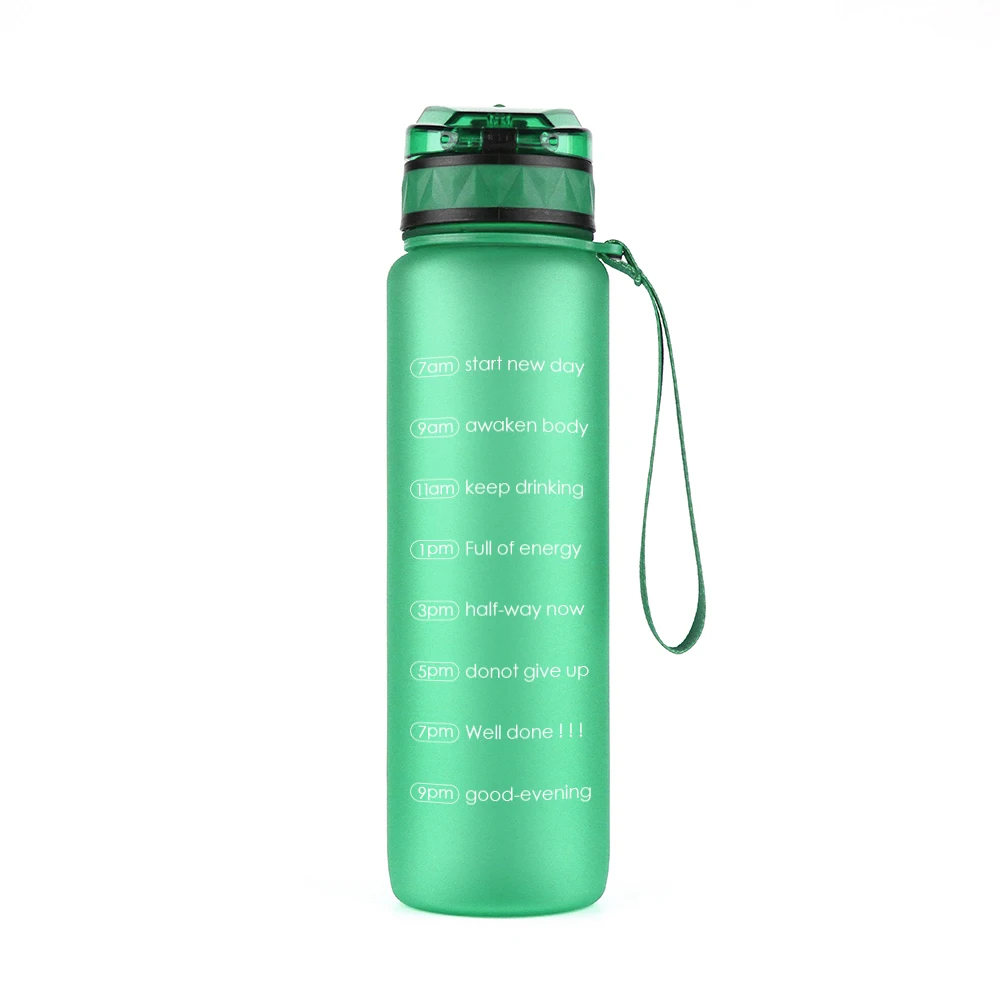 

Wholesale food grade TRITAN fitness sports water bottle 1L with motivation words, Can be customized as per the pantone number