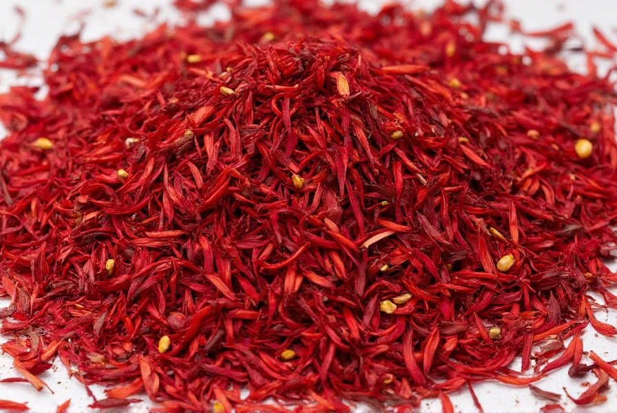 Comparison image showing genuine saffron threads versus common saffron adulterants like safflower and turmeric