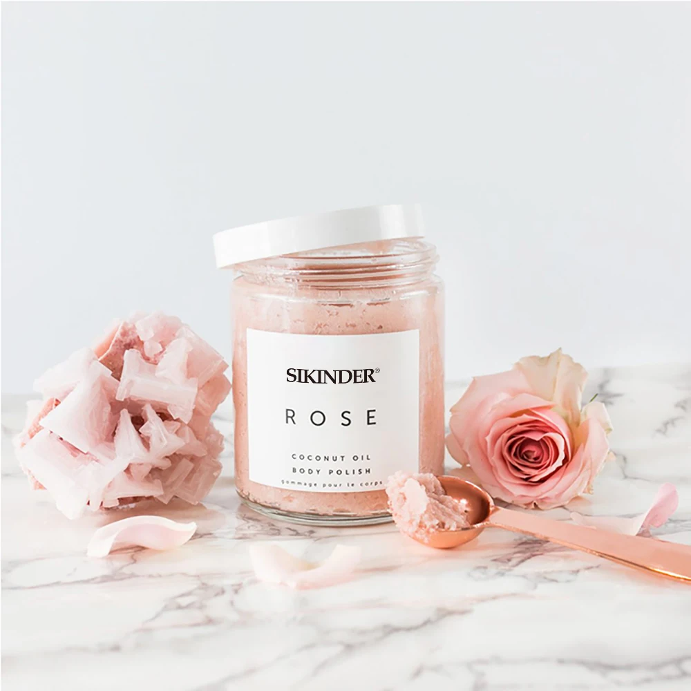 

All Natural Coconut Oil Rose Body Polish Sugar Scrub, Brown