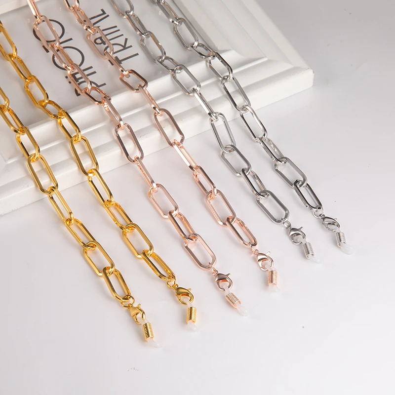 

Paperclip Masking Chain Lanyards Necklace Holder Strap Anti-Lost Glasses gold Masked Facemask Chains Jewelry Gift, Silver,gold,rose gold