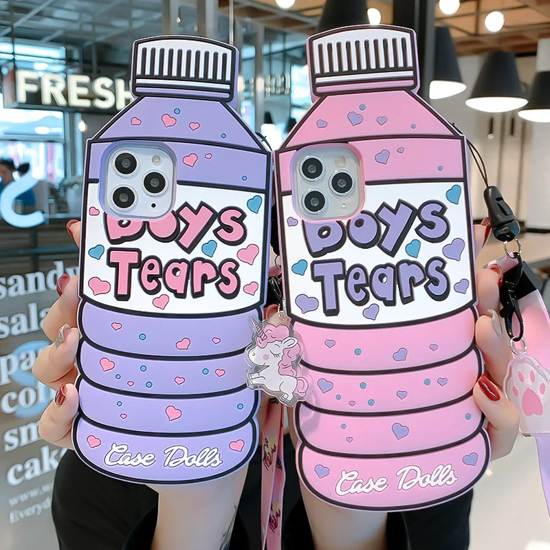

2020 cartoon silicone oil bottle case for iphone 11pro se 2 xi xr max,for iphone case boys tears