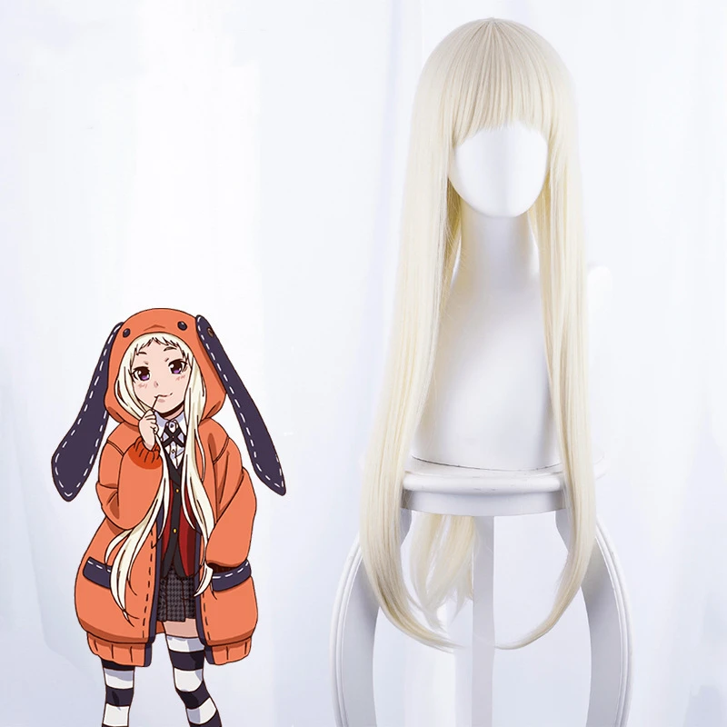 

Ainizi wholesale yellow long straight synthetic Japanese Anime Kakegurui series role of Yomoduki Runa cosplay wig for girls