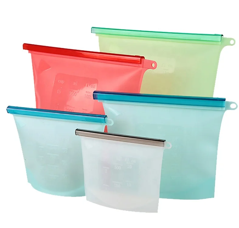

Wholesale Reusable BPA-Free 500ml 1000ml Silicone Bag Seal Food Fresh Bag Fruit Milk Storage Containers Refrigerator Bag, White red green blue