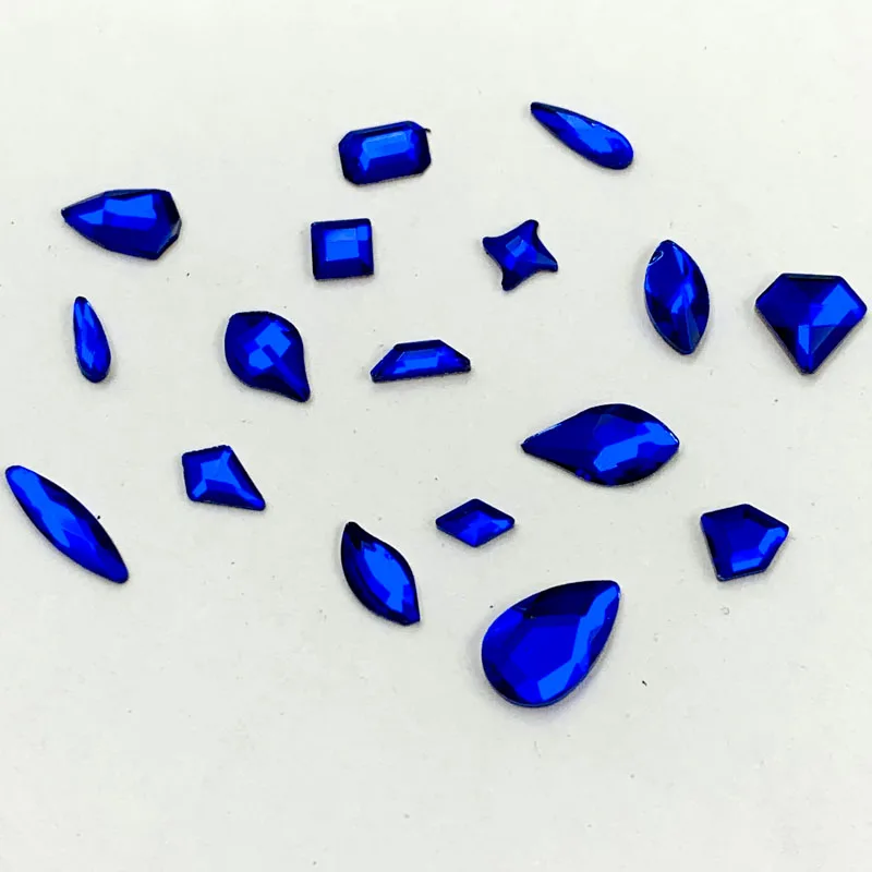 

17 shapes and sizes mix package royal blue crystal 3D flat back nail art crystal rhinestone for nails beauty