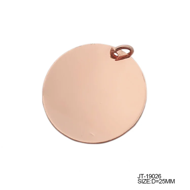 Oil covered protection round shape rose gold custom jewelry tag stamped logo pendant