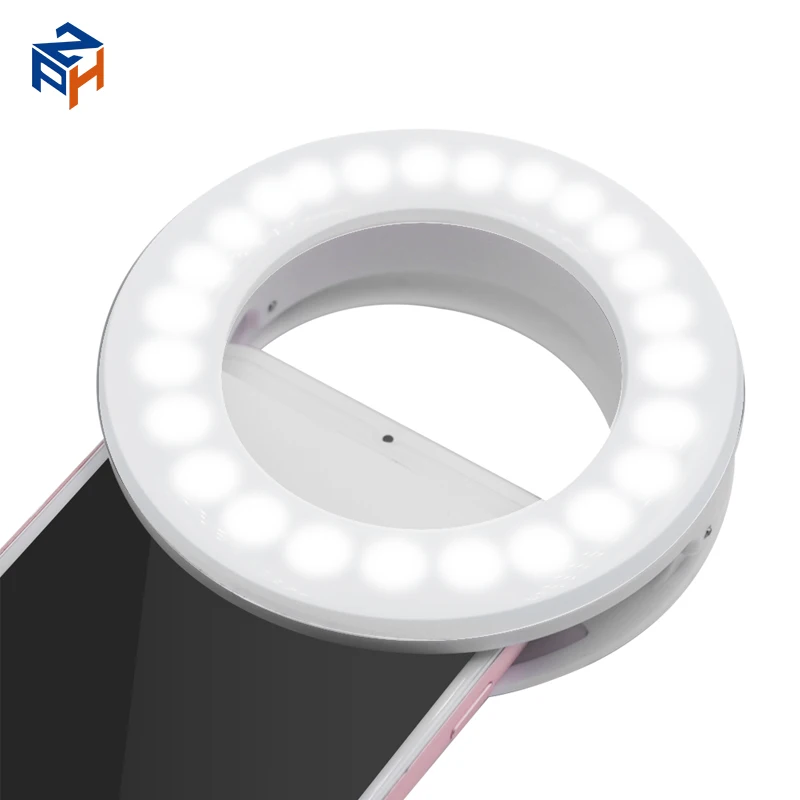 

2021 Hot Selling 3.6W Power Color LED Ring Light Ring Full-in Light USB Rechargeable Mobile Phone Mini Selfie Ring Light, White