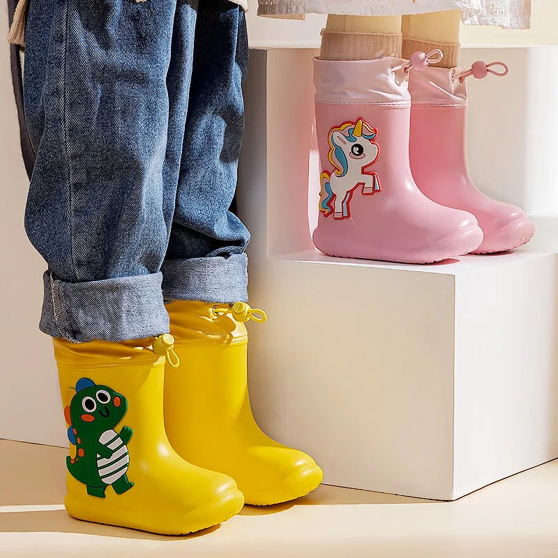 

Kids Rain Boots Boys Water Shoes Cartoon Waterproof Non-slip Girls Rubber Boots Rainboots Four Seasons Removable