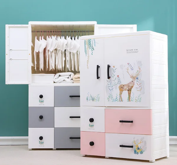 

Hanging clothes storage cabinet children's simple and thick drawer type wardrobe