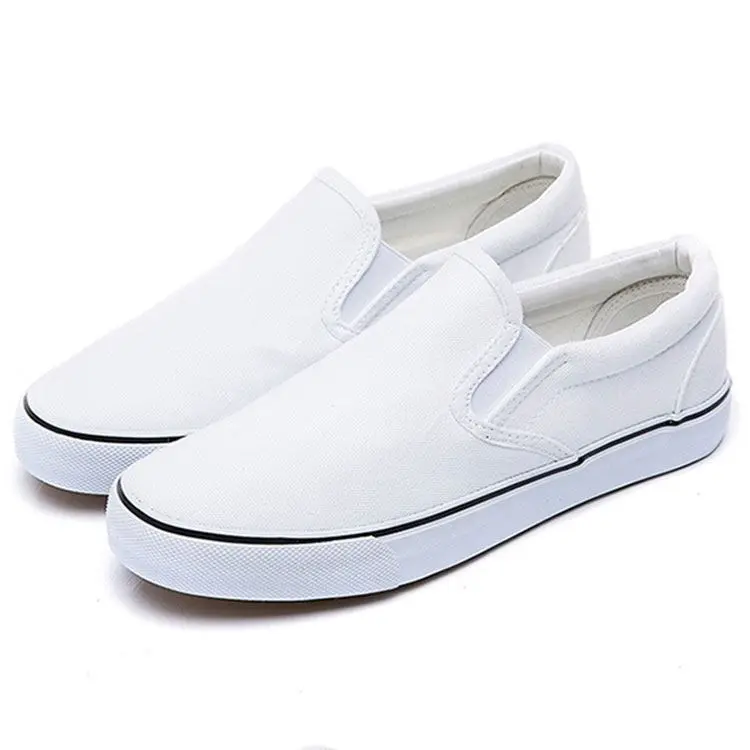 

Unisex Slip On Blank Black White Sneakers Canvas Shoes Men
