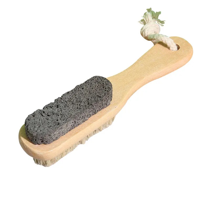 

Feet Brush Foot Cleaner With Pumice Stone Wooden Massage Dry Skin Nature Bristle Scrubber Body shower Back Lash Bath Brushes, Wood