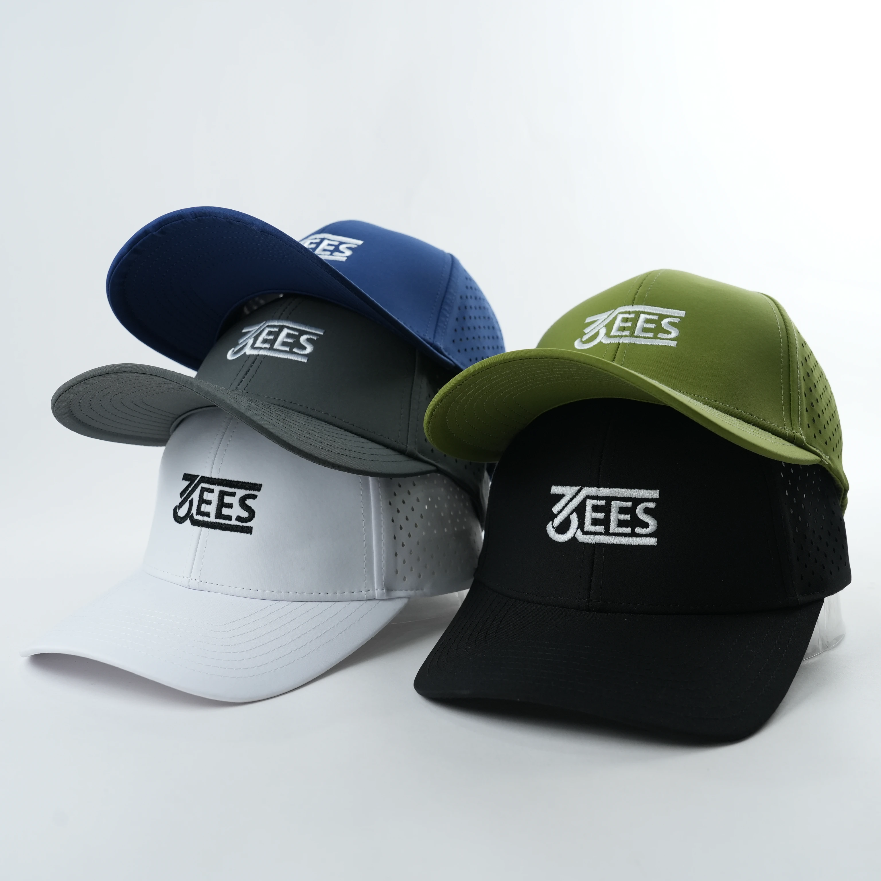 Custom Laser Cut 6 Panel Embroidery Base Ball Caps Punching Hole Factory Supply
