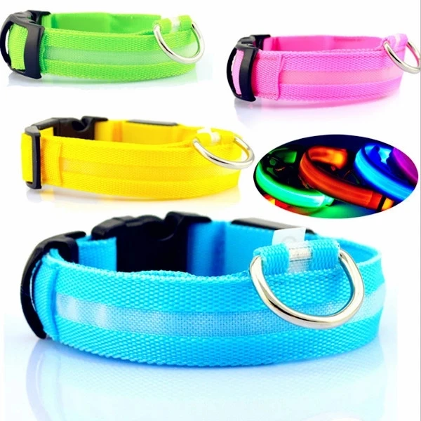 

Night Safety Flashing Glow Nylon Led Pet Dog Collar Usb Rechargeable Light Para Perros Led Dog Collar, More colors for option