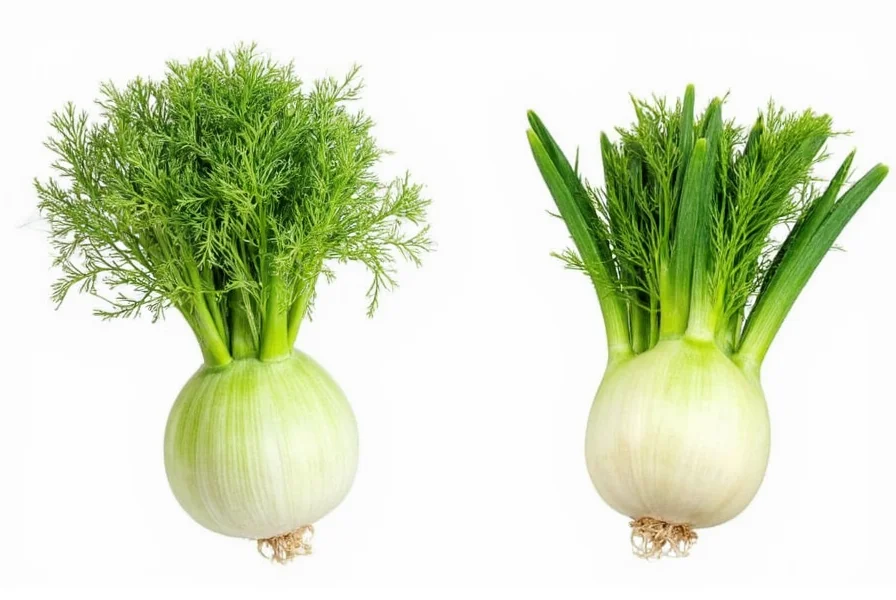 Fresh fennel bulbs with feathery fronds