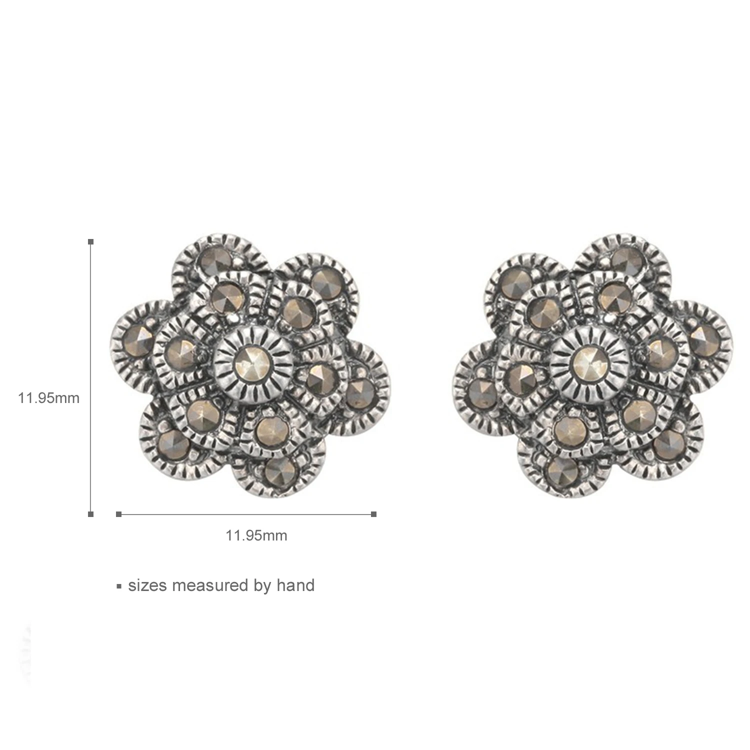 Marcasite high quality zircon flower earrings 925 silver stud earrings female jewelry for women gift(图1)