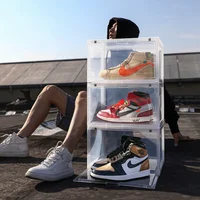 

Plastic Clear Foldable Drop Slide and Front Open Shoe Storage Box