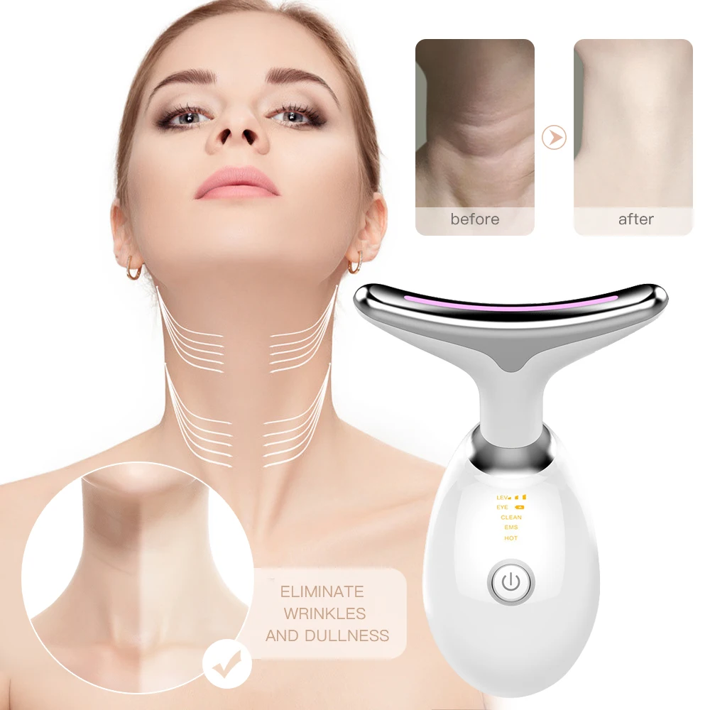 

EMS Neck Lifting Instrument LED Photon Therapy Neck Massager Lifting Wrinkle Massage Tool Beauty Apparatus