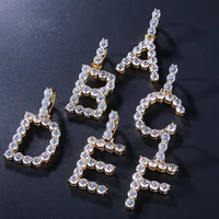 

Custom Iced Out Diamond A-Z Initial Letter Pendant & Necklace Tennis Bling Cubic Zircon Necklace Hip Hop Jewelry