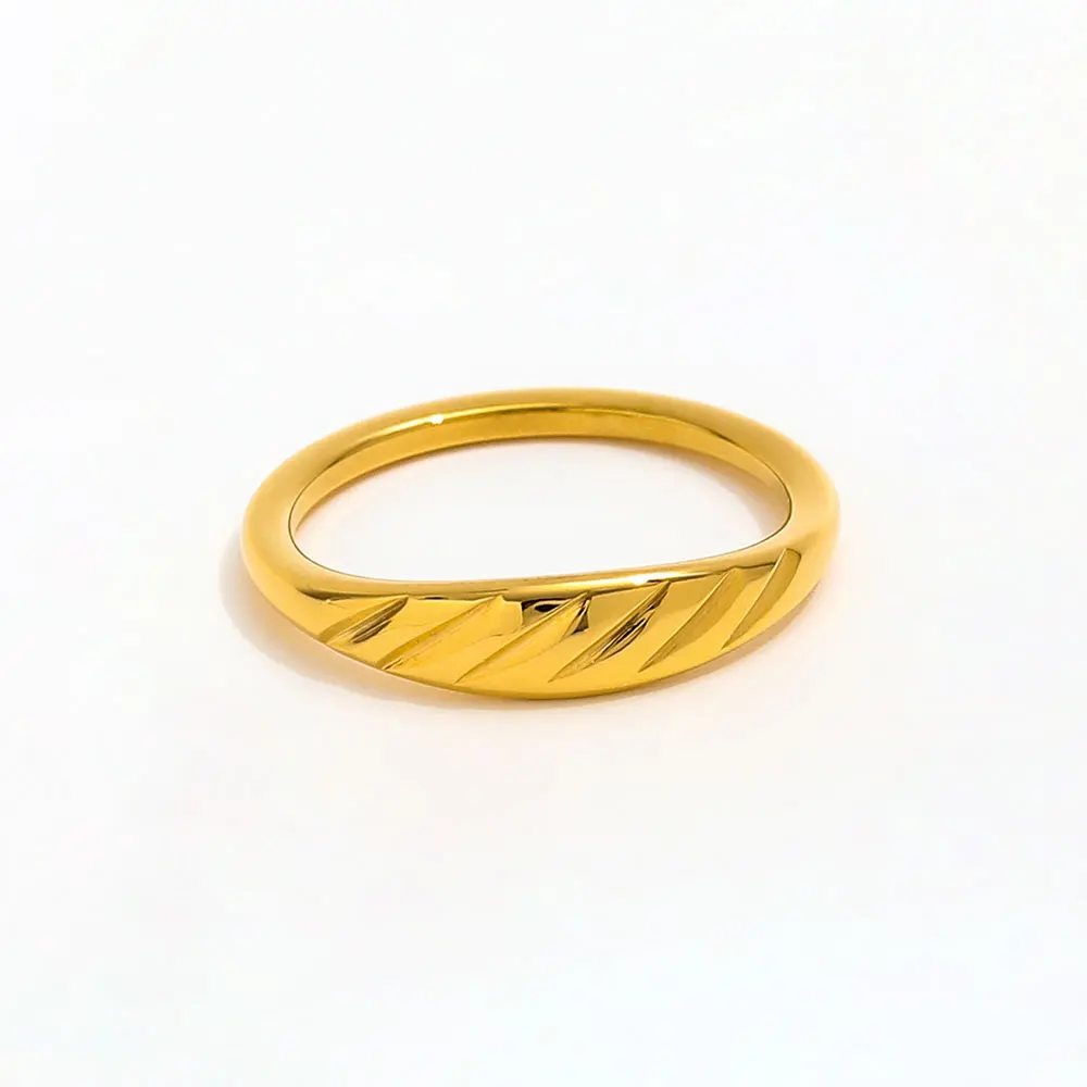 Joolim Jewelry Dainty Croissant Ring for Women 18K Gold Plated Stainless Steel Tarnish Free for Parties and Gifts