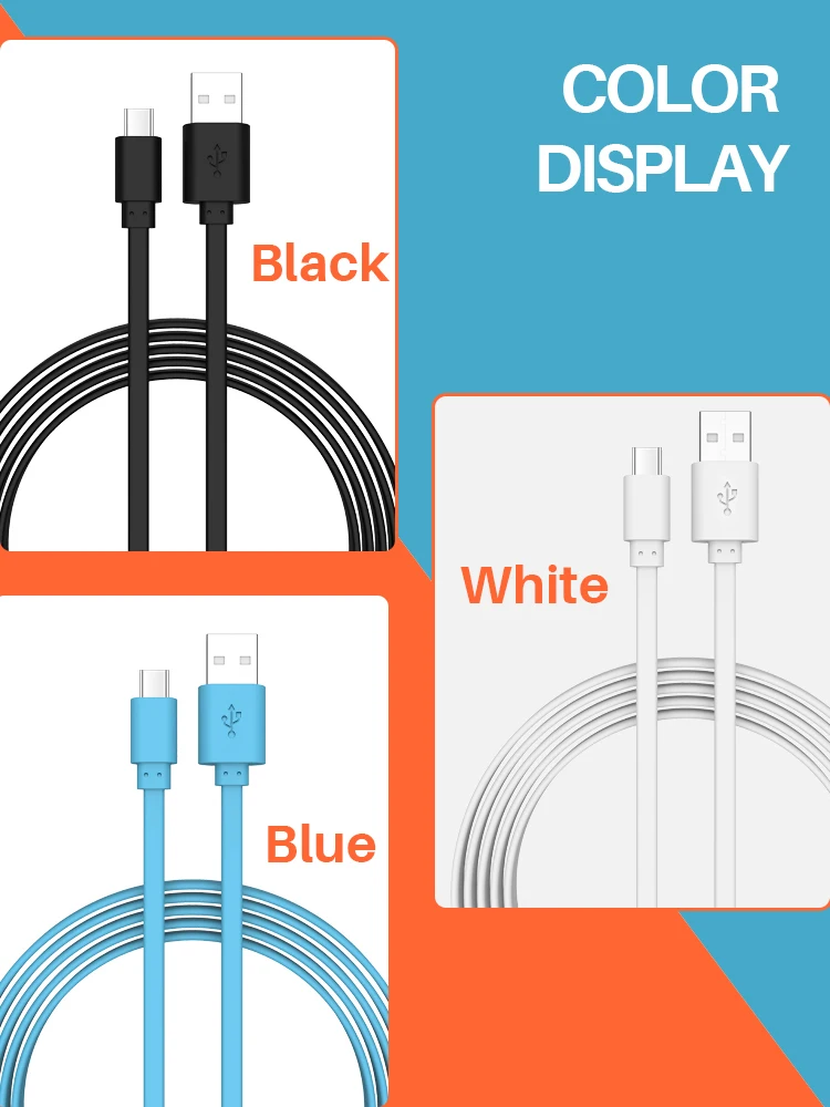 Ready To Ship Focuses Data Cable Mobile Phones 1M Flat Android Micro Usb Fast Charging Micro Typc 8Pin USB C Charger Cables Kits