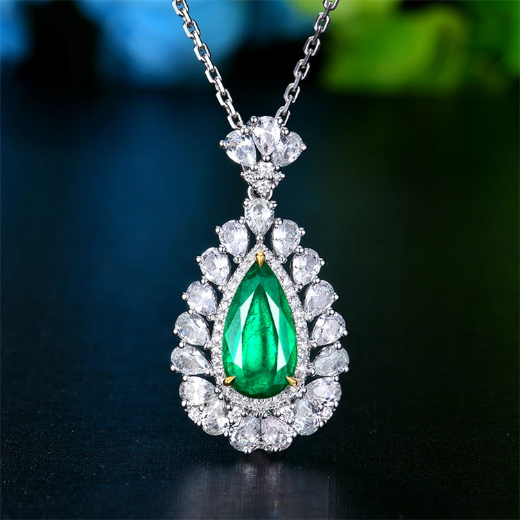 

SGARIT wholesale hot sale gold jewelry 18k gold pendant vivid green 1.55ct genuine emerald gemstone charm pendant