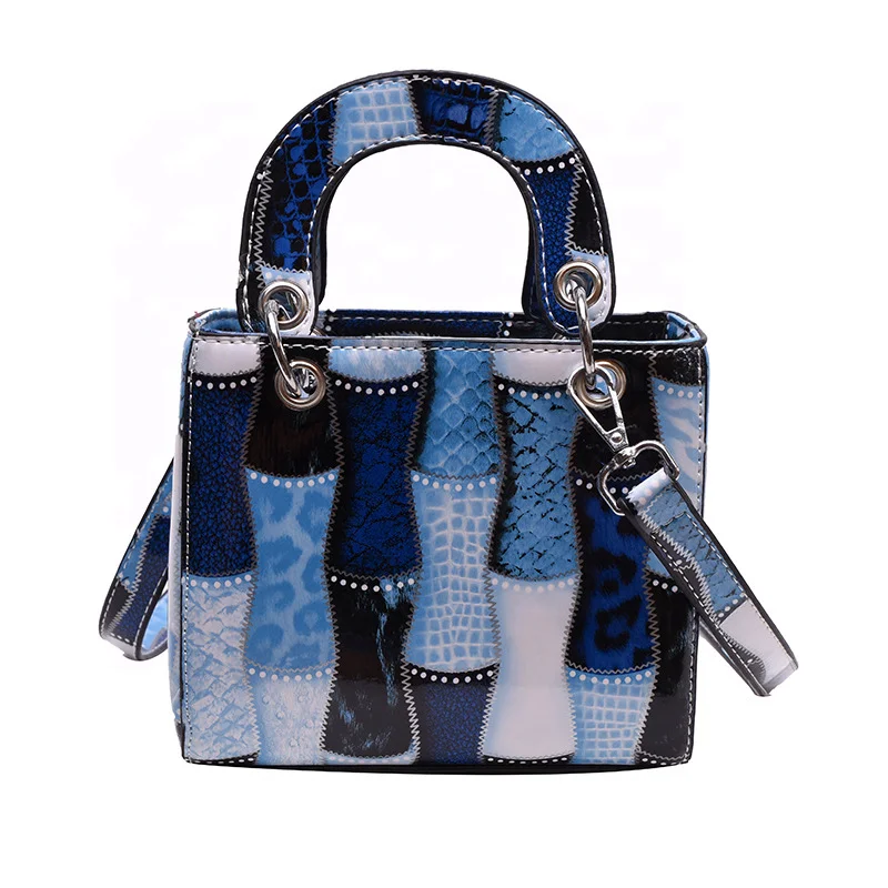 

New Trend 2022 Women Handbags Patchwork Color Block Unique Crossbody Tote Bag Custom Snakeskin Rhinestone Purses and Handbags