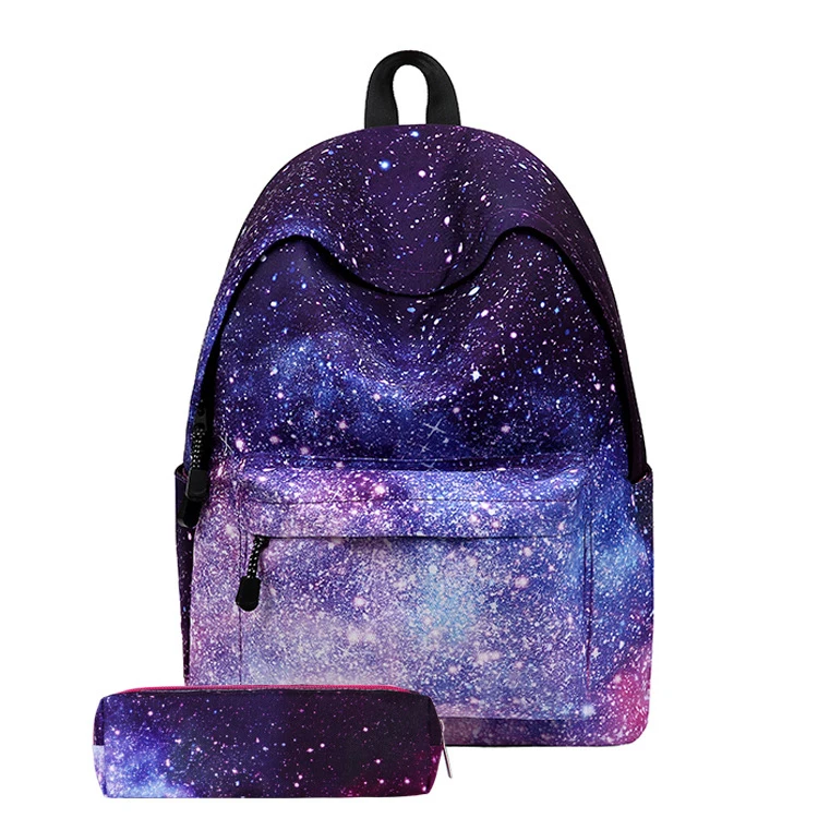 

SB167 2021 Amazon hot sale Starry sky school bags 2pcs sets women kids backpack set book bag backpack school, 2 colors,but we can as your request