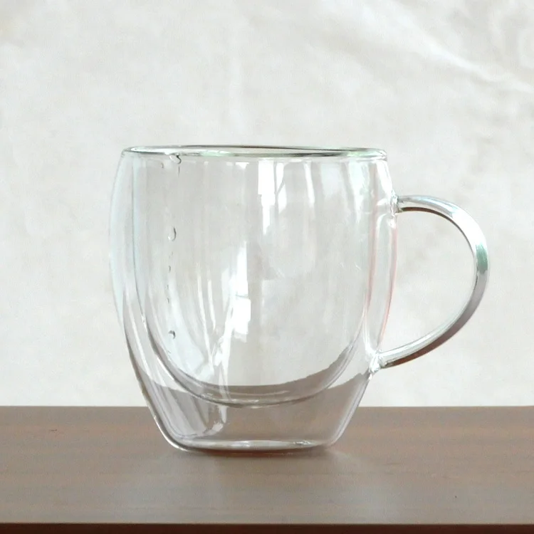 

250ml Borosilicate Double Wall Glass Coffee Mug with Handle, Customer request