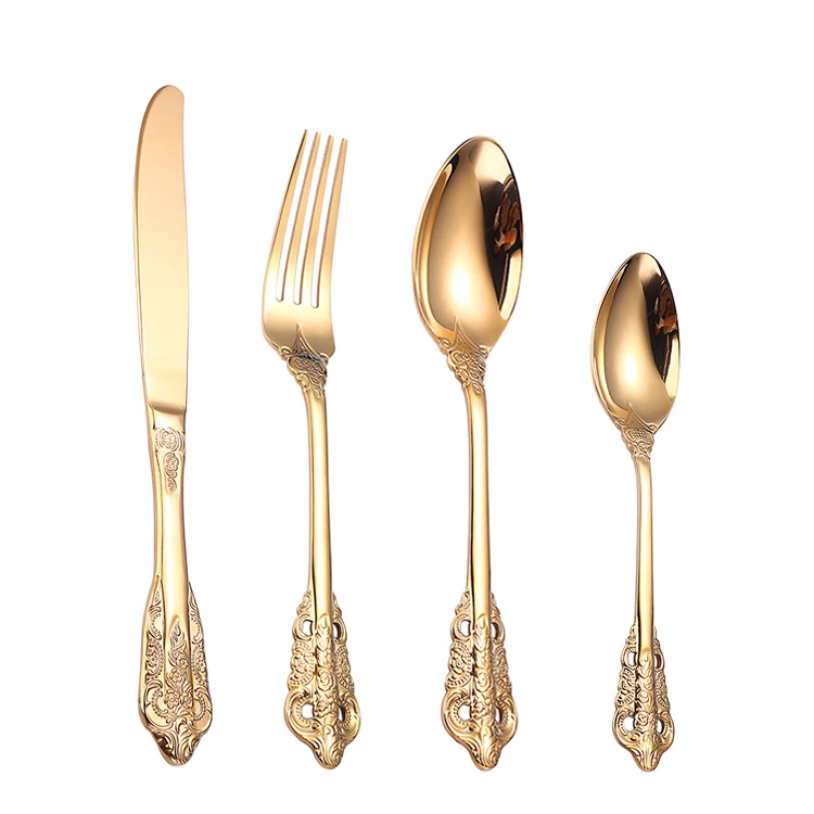 

18/10 304 Jieyang Cutlery Luxury Spoon Set Cutleri Set Box Silver Fork Stainless Steel Black Spoon And Fork Table Spoon Set
