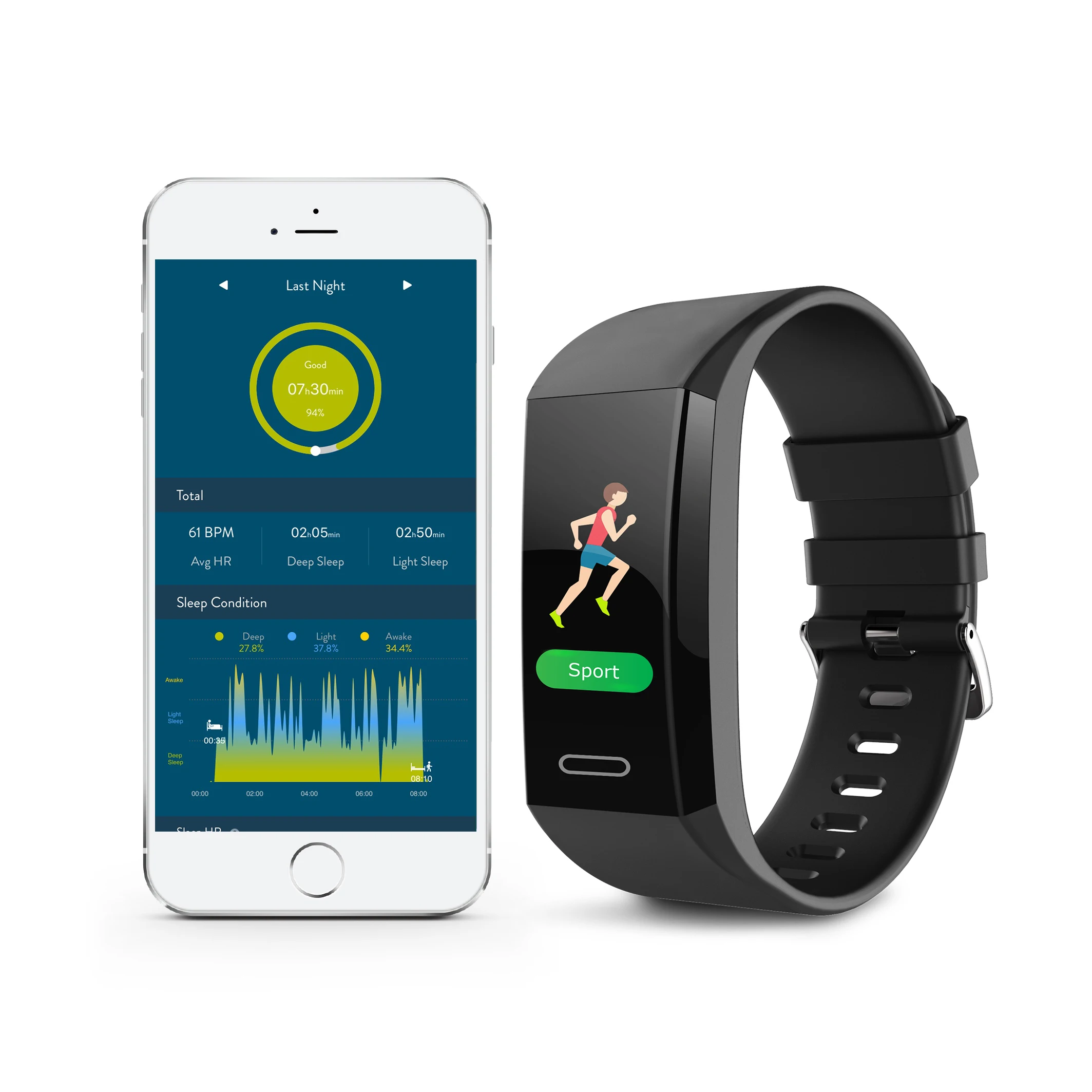 

Waterproof GPS band Sport activity tracker heart rate monitor, Black, blue