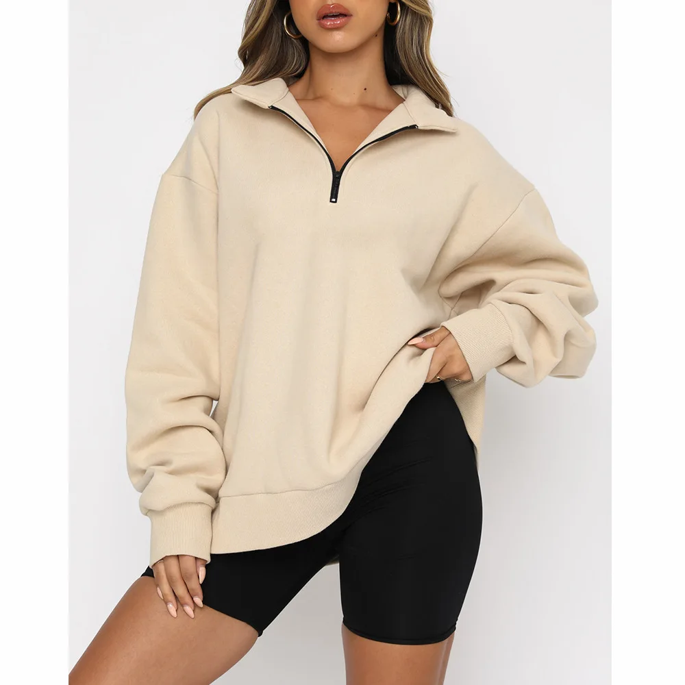 

Womens Oversized Half Zip Pullover Long Sleeve hoodies Quarter Zip Hoodie Sweater Teen Girls Fall Blouse Clothes Sweatshirt