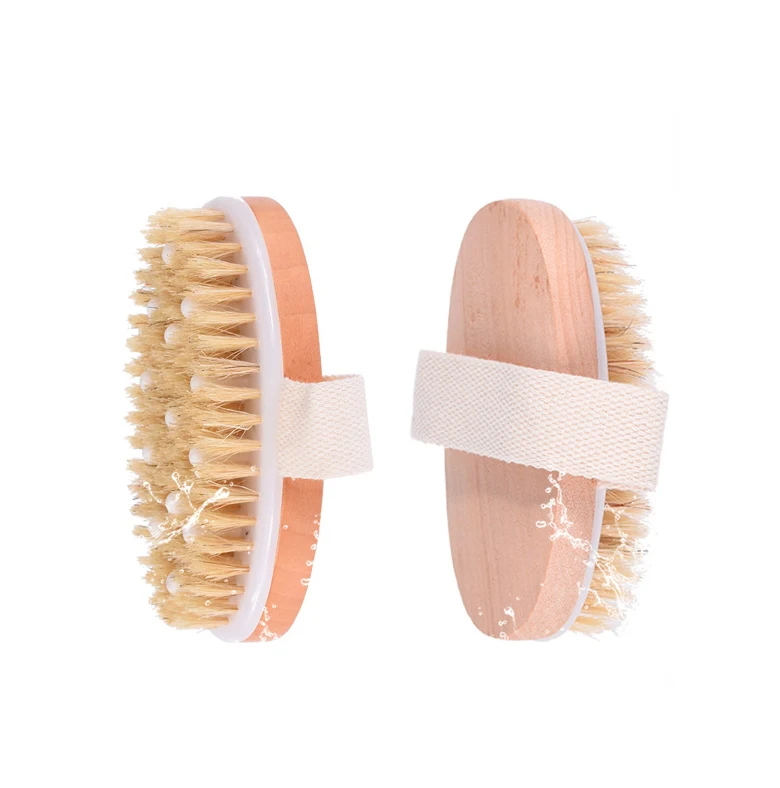 

Wholesale natural Round Shape boar bristle Wood Bath body brush for Shower Massage, Customized color