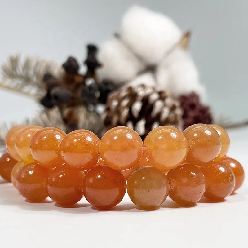 

Natural Beads for Jewelry Making Crafts Red Orange Aventurine Gemstone Round Loose Beads 15.5"