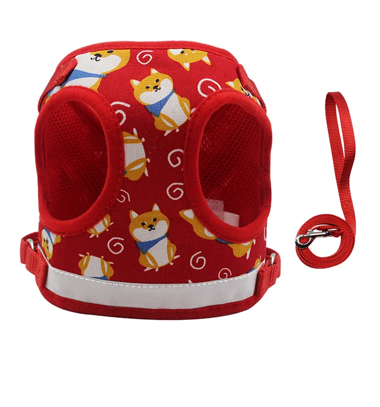 

Dog Harness Vest Reflective Dog Harness Collar Set, Red/ blue/black