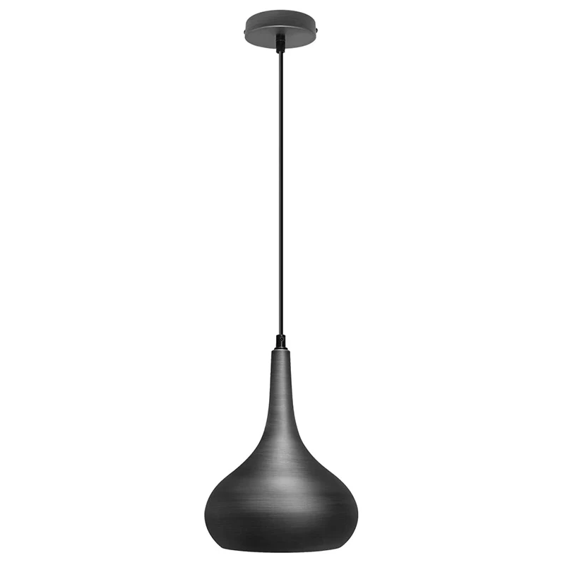 Droplet Modern Ceiling Pendant Light Grey Dark Pewter Metal Shade