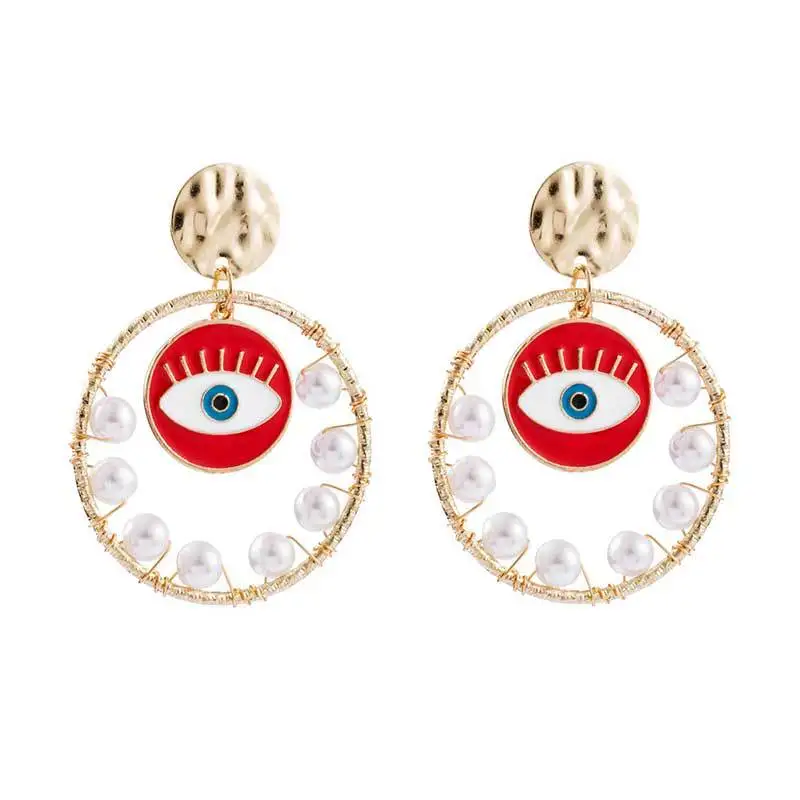 

Fashion gold red enamel eye earrings For Women Wholesale N911270, As pic