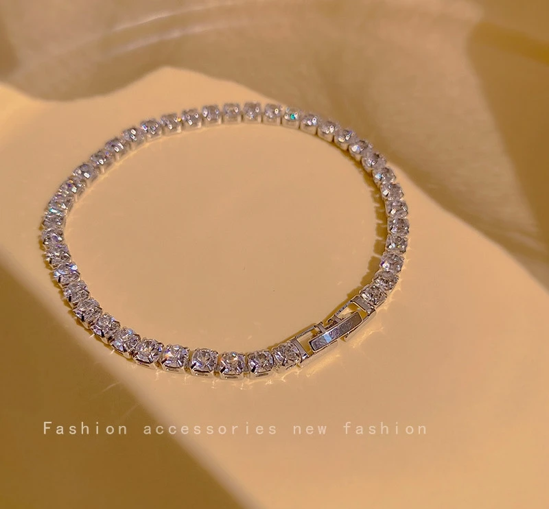 

2022 Wholesale Fashion Jewelry Zircon Silver Color Chain Bracelets & Bangles 2023 Style For Women