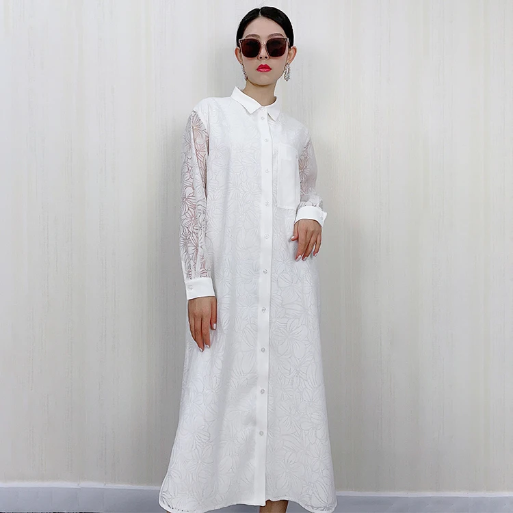 

new arrival burnout maxi long sleeve women blouse casual dresses summer