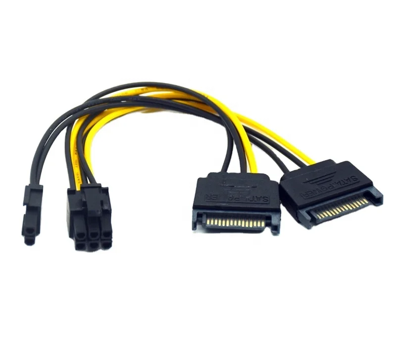 

15pin SATA male to 8pin(6+2) PCI-E Power Cable 20cm Dual SATA Cable 15-pin to 8 pin Adapter cable 18AWG Wire for video card, As shown in the picture