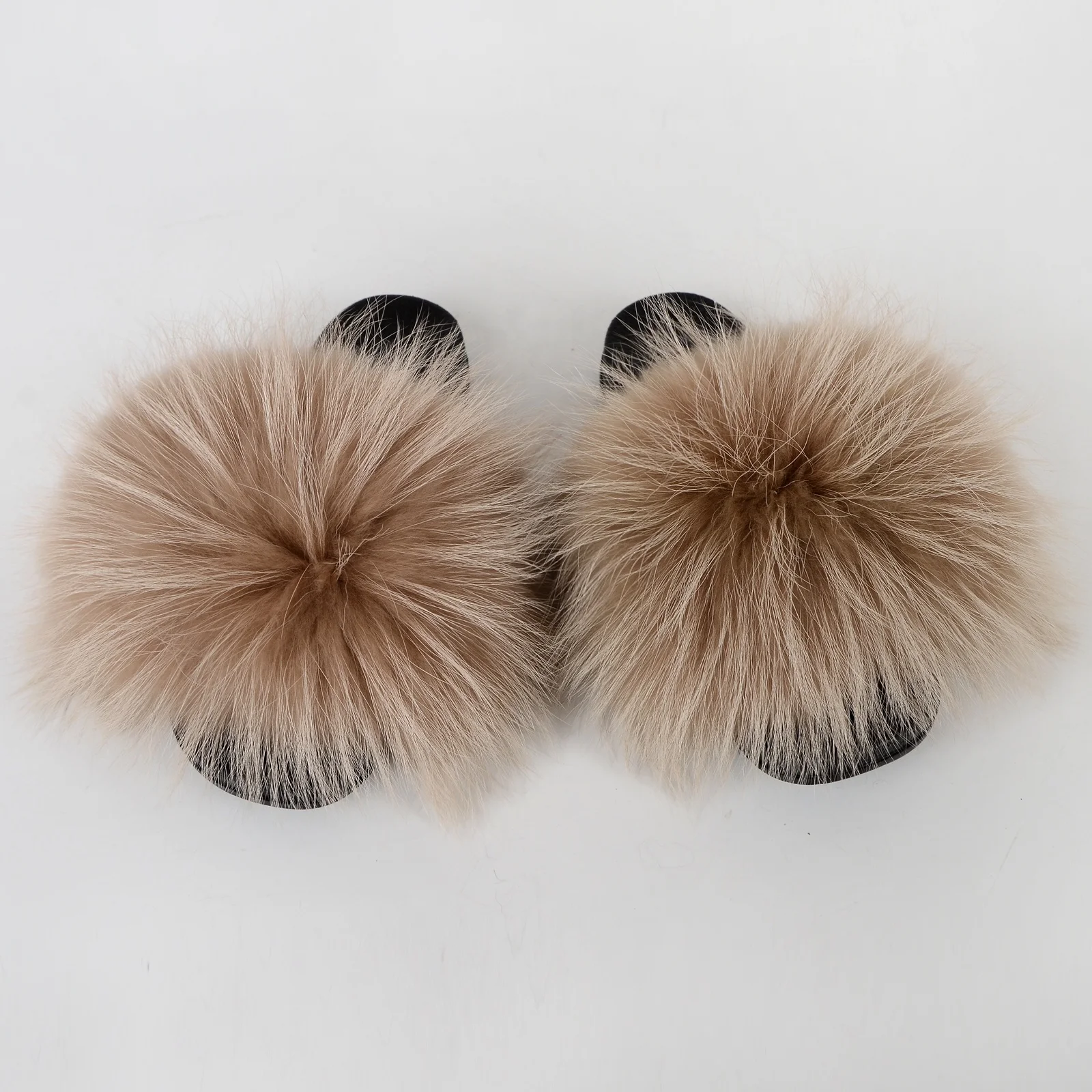 

Hot sell New Design Wholesale Fur Slippers Women Raccoon Furry Fluffy Sandals Slippers Fur Slides us size, Customized color