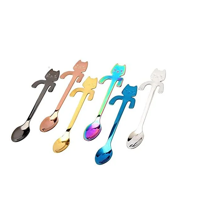 

Amazon Top Seller Stainless Steel Mini Cat Bear Coffee Spoon Hanging Cup Tea spoons, Customized