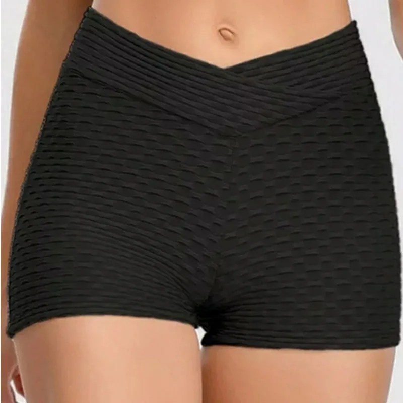 

Black High Waist Butt Lift Sport Gym Workout Training Running Shorts
