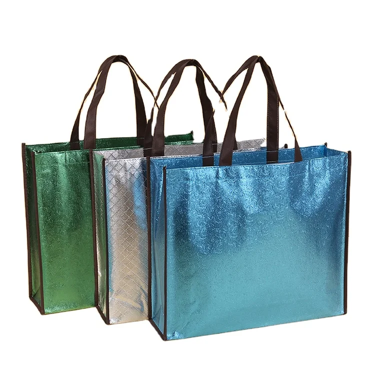 

New arrival reusable shiny laser lamination non woven shopping bag