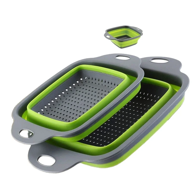 

kitchen Supplies Off-the-Shelf Square Scaling Folding 2-Piece Set Fruit Basket Fruit Wash Basin