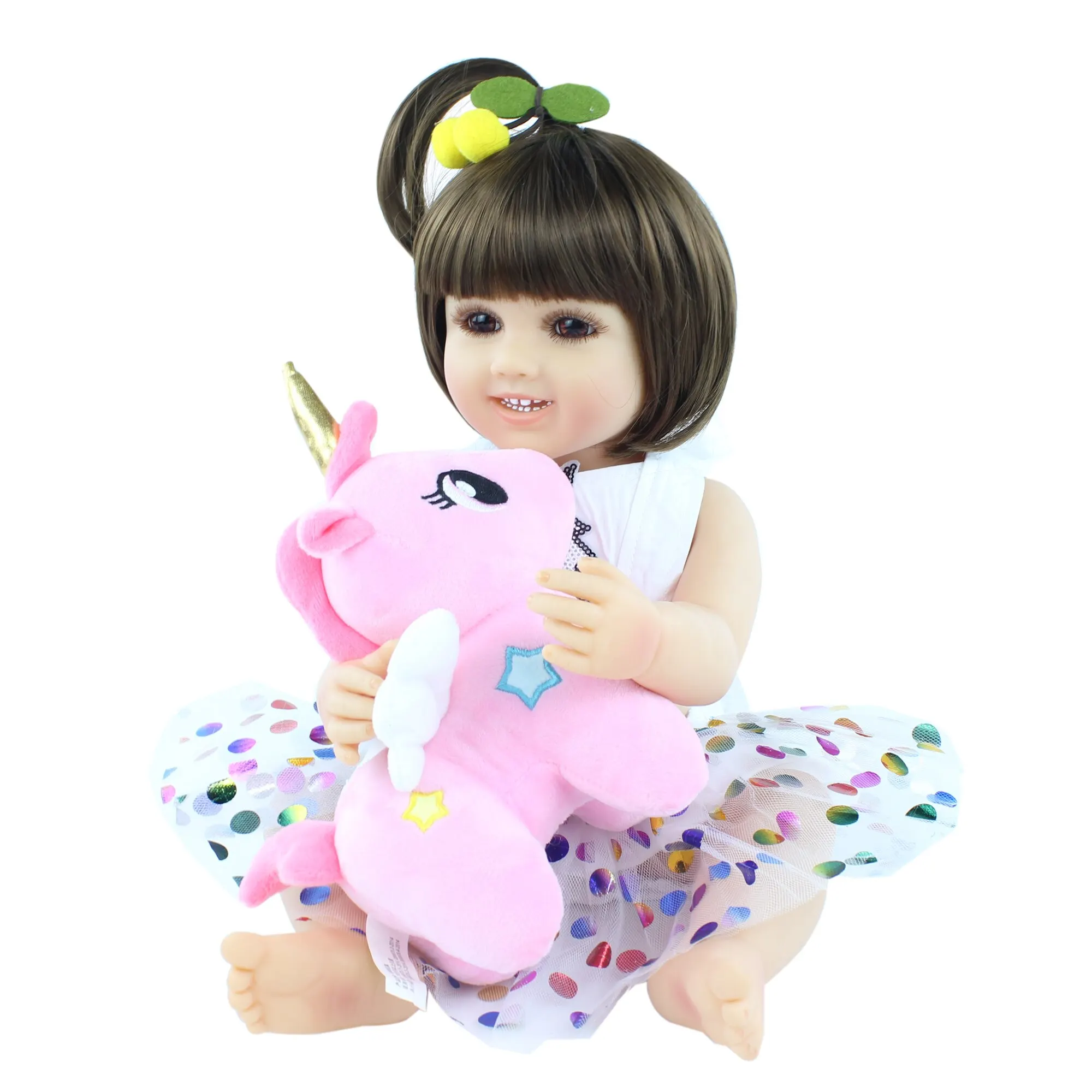 

Lifelike 55cm Full Silicone Girl Reborn Doll 22" Soft Vinyl Newborn Babies Child Growth Partner Toy
