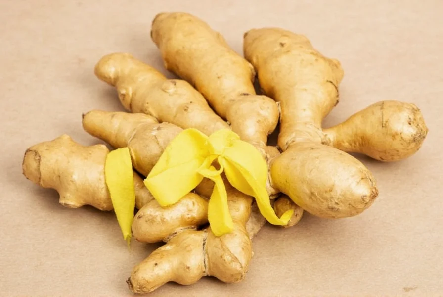 Traditional Spanish market display showing fresh jengibre among other spices