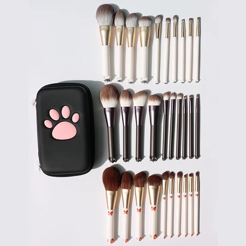 

The latest high quality 10pcs cat head makeup brush set high quality private label with bag