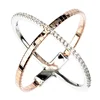 Simple Cubic Zircon X Shape Silver Rings Jewelry Women Micro Pave Zircon Wire Cross Ring