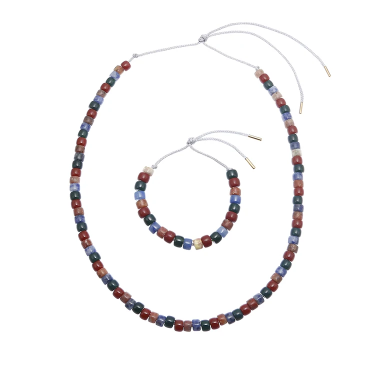 

New Design Hand Made Necklace Set Jewelry Women Natural Stone Jewellery Beads Bracelet, Colorful