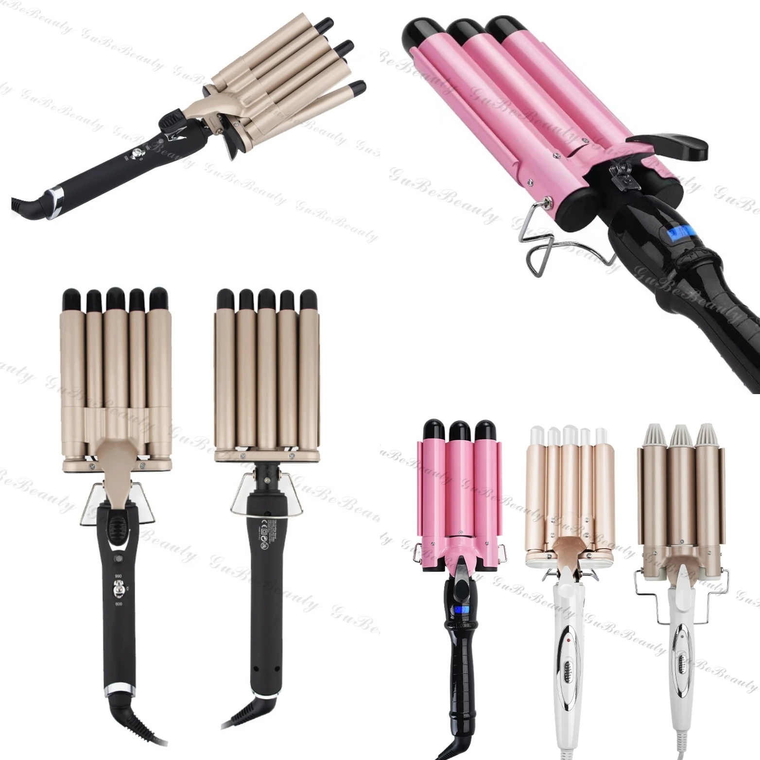 

Gubebeauty hot sales hair curling wand multifunctional wave curling iron hair curler machine for homeuse with CE/FCC, Pink/gold