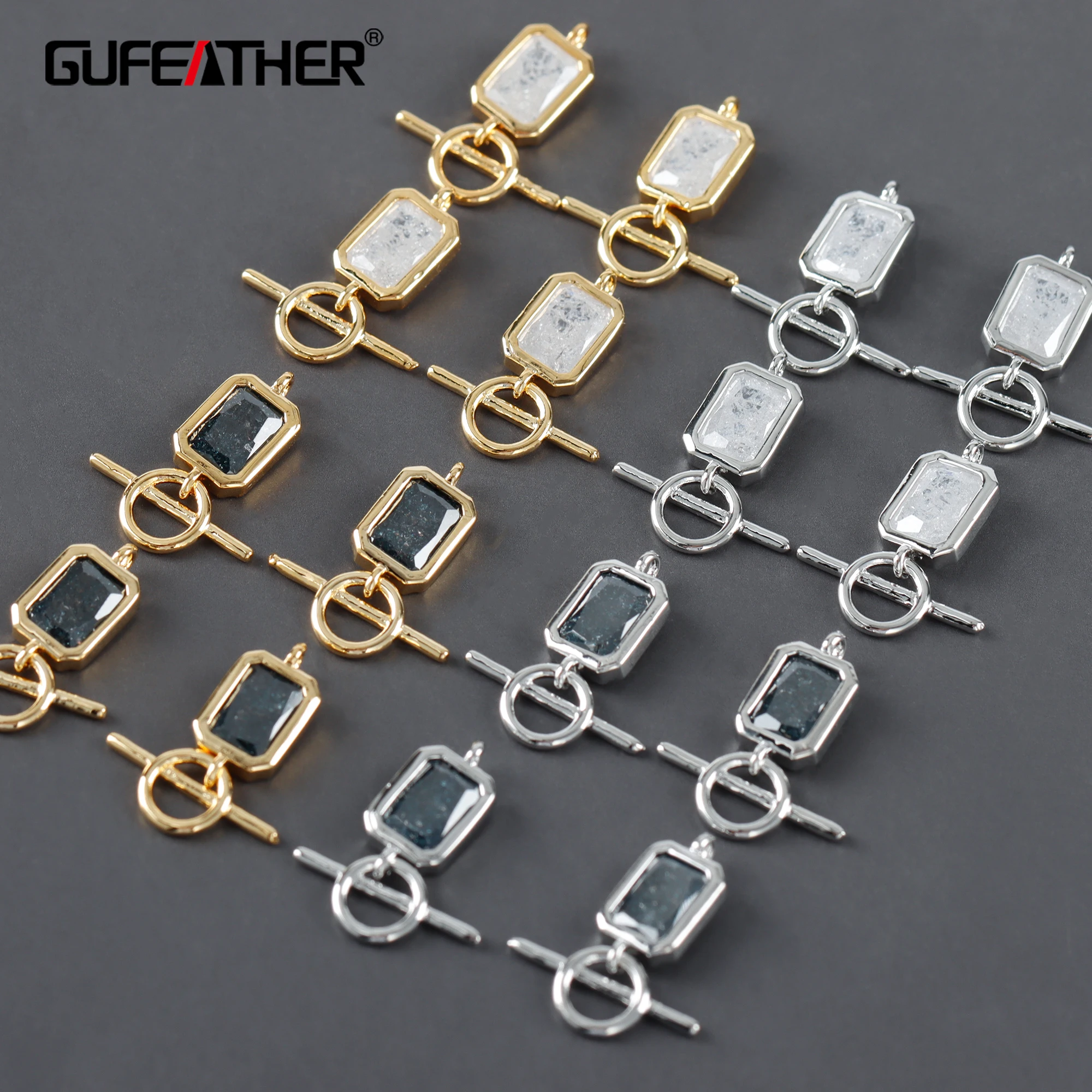 

M1095 jewelry accessories18k gold rhodium platedcopperzirconspass REACHnickel freediy chain connector6pcs/lot